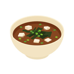 A bowl of rich miso soup with tofu and seaweed, perfect for a cozy meal