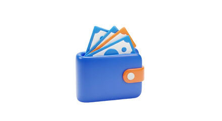 Wallet with Money 3D Illustration