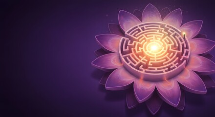 Lotus flower maze spiritual path finding concept