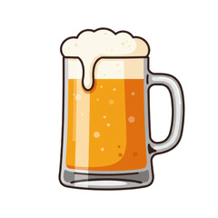 A frothy glass of beer on a transparent background, perfect for beverage-themed designs