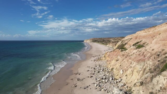Aerial view of port willunga beach and cliffs, Australia.
