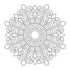 Relaxing Flower Mandala Sketch Ideas for coloring book page, Vector illustration