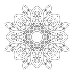 Simple Daisy Mandala Art, Relaxing Drawing Guide, Vector illustration