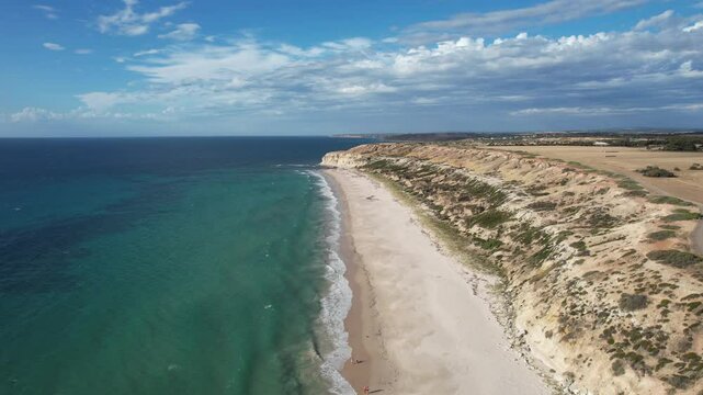 Aerial view of port willunga beach and cliffs, Australia.