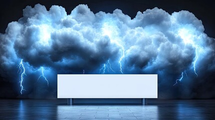 Empty billboard under a stormy sky