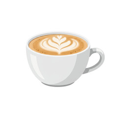 A beautifully crafted latte art in a white cup, set against a minimalist background (1)