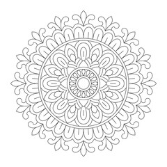 Simple Mandala Drawing for Beginners for coloring book page, Vector illustration