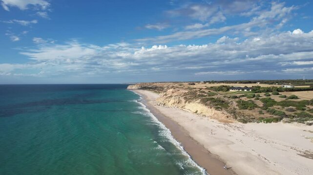 Aerial view of port willunga beach and cliffs, Australia.