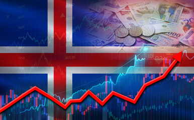 Iceland economic growth on financial graph. Iceland financial growth on market graph