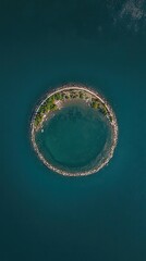 Circular island in a lake