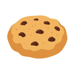 A delicious chocolate chip cookie with a golden-brown crust and soft texture, isolated