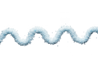 A wavy line of blue sugar granules is isolated on a transparent background