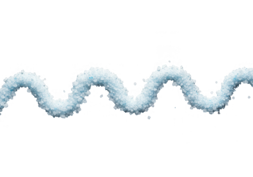 A wavy line of blue sugar granules is isolated on a transparent background