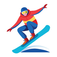 A snowboarder in mid-air, on a plain white surface, for winter sport, extreme, adventure, or freedom.