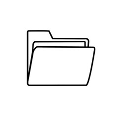 Simple Folder Icon in Black and White Line Art Style. 