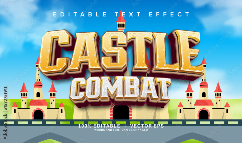 Fototapete castle combat vector text effect with modern style design