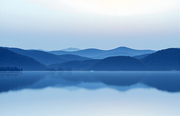 Fototapeta premium Tranquil Morning Scene of Mountains, Lakes