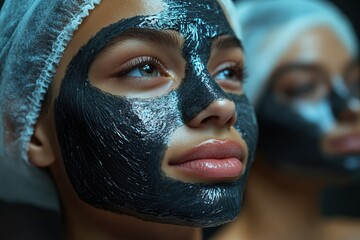 Girl enjoying a relaxing facial mask treatment at a spa for rejuvenation and self-care