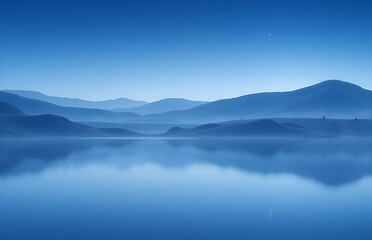 Tranquil Scenery of Mountains, Lakes and Moonlight