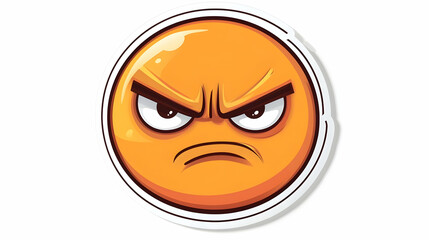 Fototapeta premium Intense Anger Expression Displayed on an Orange Emoji Isolated on White