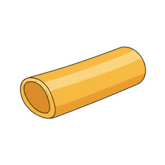 A bright yellow pasta tube resting on a plain background, ideal for culinary presentations