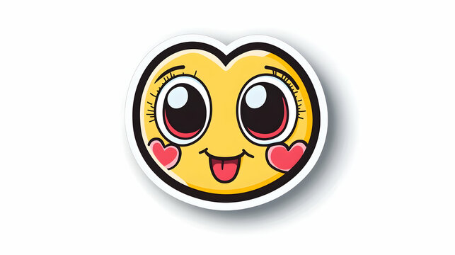 Charming emoji character radiating joy with heart-shaped cheeks and playful expression