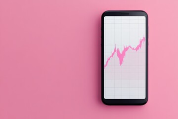 Increase in advertising effectiveness displayed on smartphone with pink background