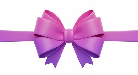 Purple and pink ribbon bow isolated