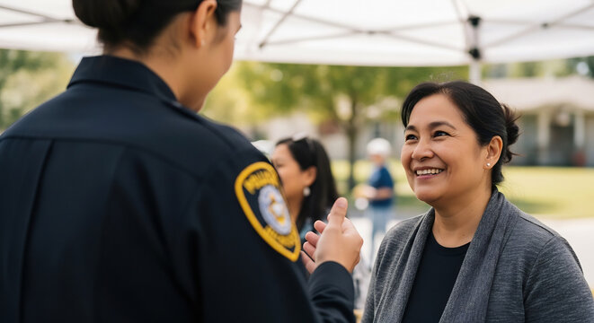 National Night Out: Police Officer and Community Member Building Relationships