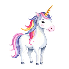 Colorful unicorn with a shimmering horn.