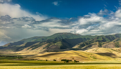 landscape with mountains and blue sky