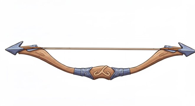 Stylized wooden bow isolated on white background