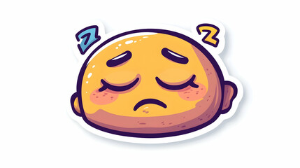 Cartoon sleepyhead character emoji sticker with closed eyes and drooping mouth