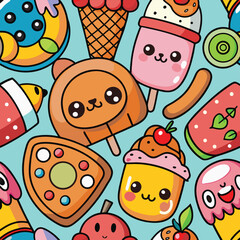 seamless pattern with funny faces