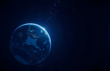 Obraz premium Blue Earth and Starry Sky in the Universe