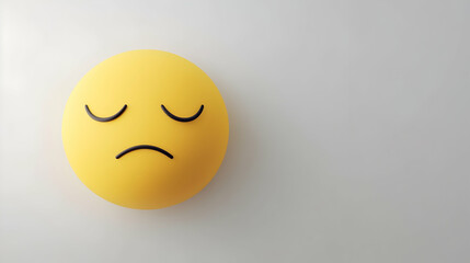Minimalist melancholic emoji on blank canvas conveying sadness and disappointment