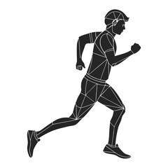 Geometric Male Runner Silhouette with Defined Muscles - Abstract Low Poly Athletic Graphic