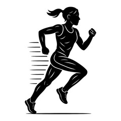 Energetic Female Runner Silhouette with Speed Effects - Sporty Woman in Action Graphic
