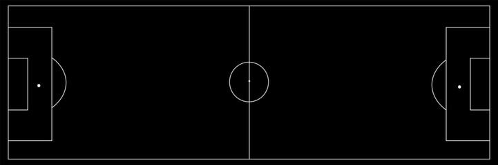 Football field top view. Football grass field with white lines. Black field background. Football Vector - Football Field. Scheme and marking of football field, football field.