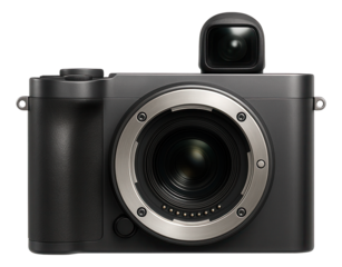 Compact camera with interchangeable lenses and electronic viewfinder