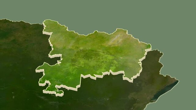 Haut-Uele - province of Democratic Republic of the Congo, extruded. Map animation