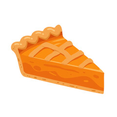 A vibrant slice of pumpkin pie with a golden crust, set against a festive autumn backdrop