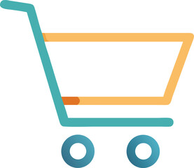 Fototapeta premium A stylized shopping cart with two wheels, isolated on white, for retail, shopping, e-commerce, or consumerism.