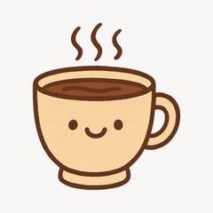 Obraz premium Cute steaming coffee cup illustration.