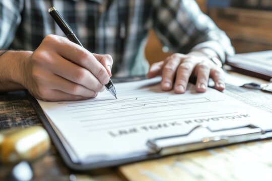 Worker completes accident report after sustaining injury during work hours at the office