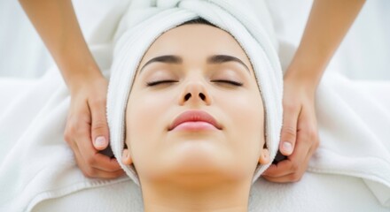 A woman receives a relaxing face massage at a spa