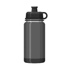 Sleek black sports water bottle with a secure lid, ideal for outdoor activities and fitness