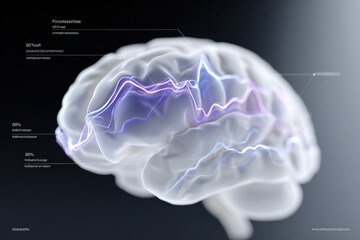 Brain activity showing electrical impulses, neural connections, and data analysis