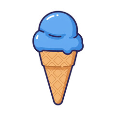 A vibrant blue ice cream cone against a plain background, perfect for summer treats