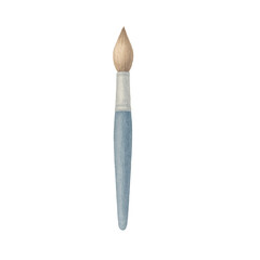 Watercolor-style paintbrush with blue handle and soft bristles. Perfect for art-related designs, school supplies, creative projects, and artistic themes. PNG